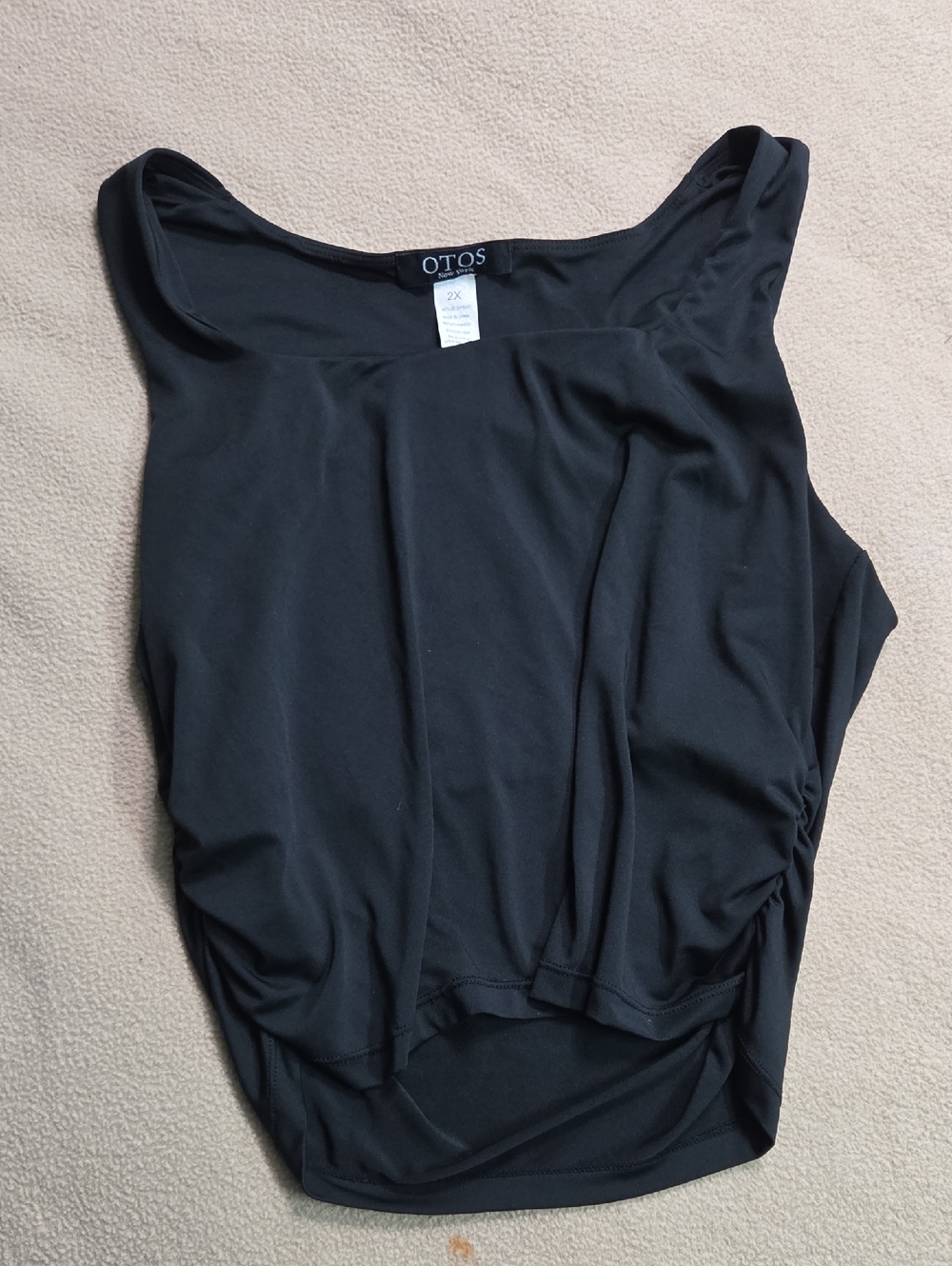 OTOS Black Sleeveless Draped Tank Top